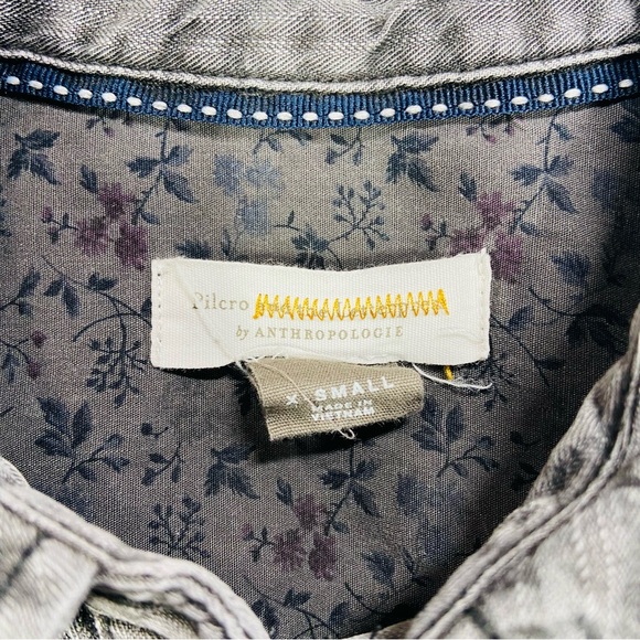 Anthropologie Pilcro Shirt Womens XS Gray Acid Wash Long Sleeve Button Up - Picture 3 of 9